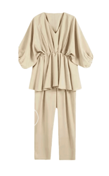 結婚式お呼ばれドレス　柔らかい生地が優しい　シンプルパンツドレス