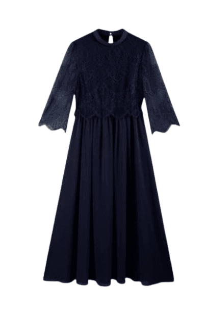 結婚式お呼ばれドレスレイヤード風ロングドレス