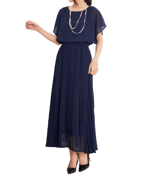 シフォンプリーツエレガンスドレス