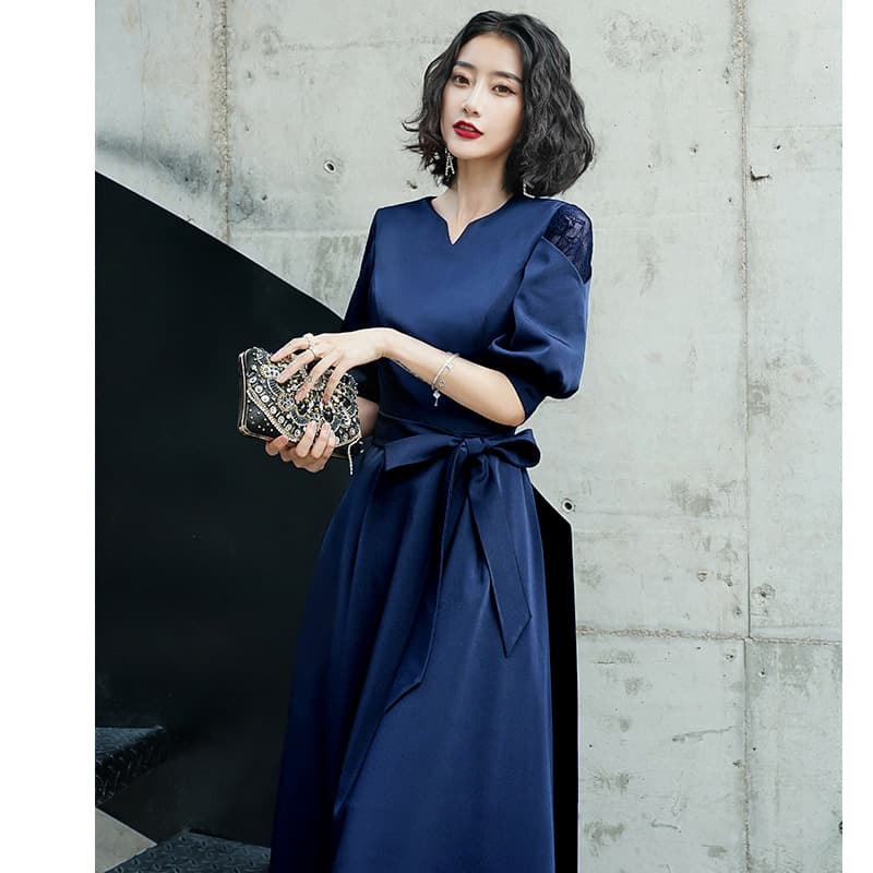 結婚式お呼ばれドレス 優美な立体デザイン 結婚式マキシドレス