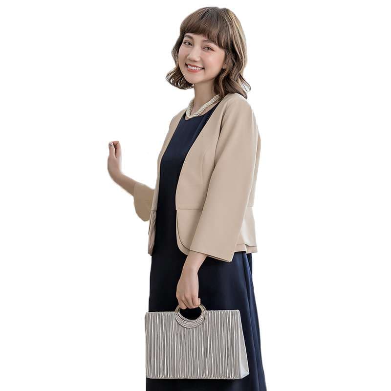 結婚式お呼ばれドレス  シンプルエレガントなオフィススーツジャケット