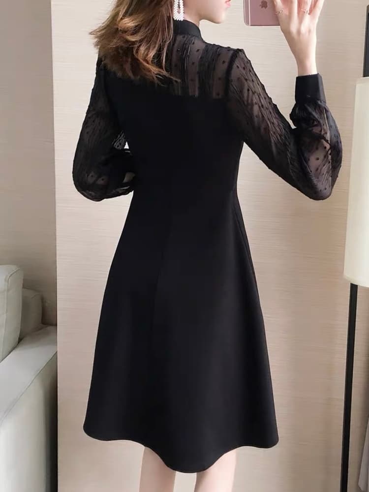 結婚式お呼ばれドレス シンプルで使いやすいシースルーミニワンピースドレス