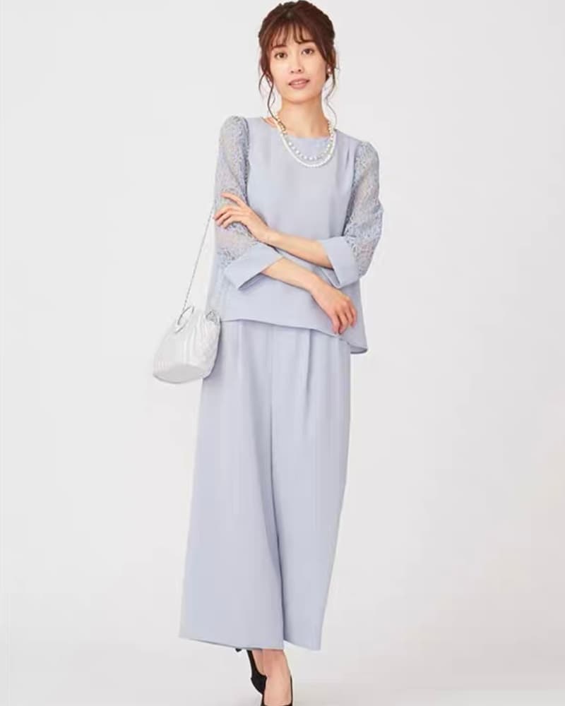 結婚式お呼ばれドレス シンプルで使いやすい スタイリッシュなパンツドレス