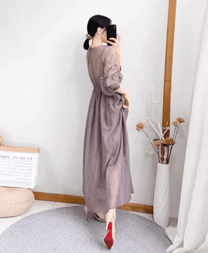 結婚式お呼ばれドレス カシュクールシフォンVネックワンピース