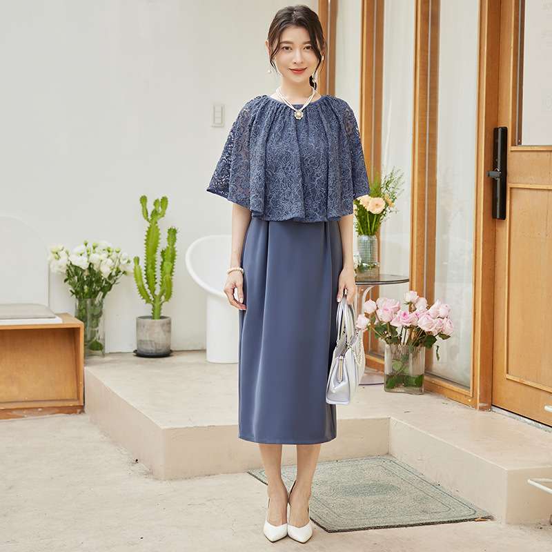 結婚式お呼ばれドレス シフォンレース華麗ドレス