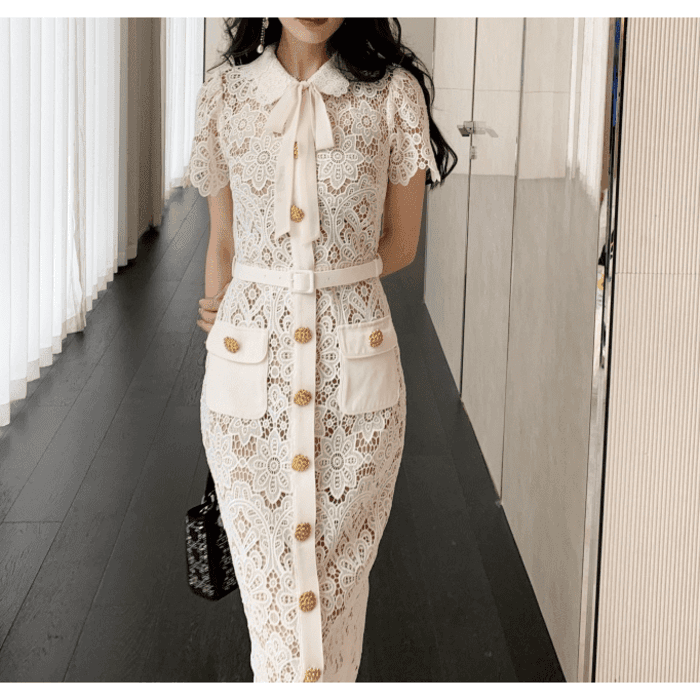 結婚式お呼ばれドレス服レースロングドレス