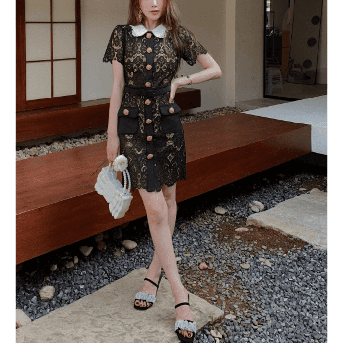 結婚式お呼ばれドレス服レースショートドレス