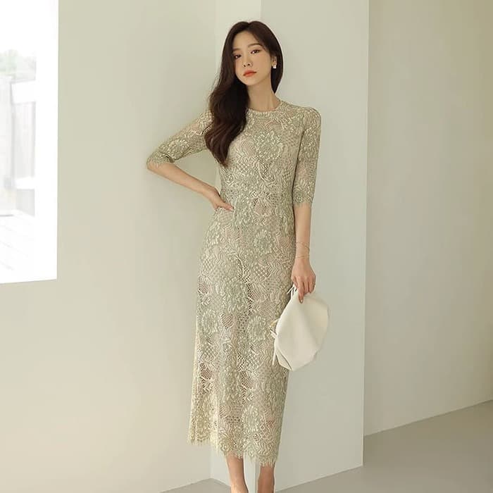結婚式お呼ばれドレス服レースロングドレス