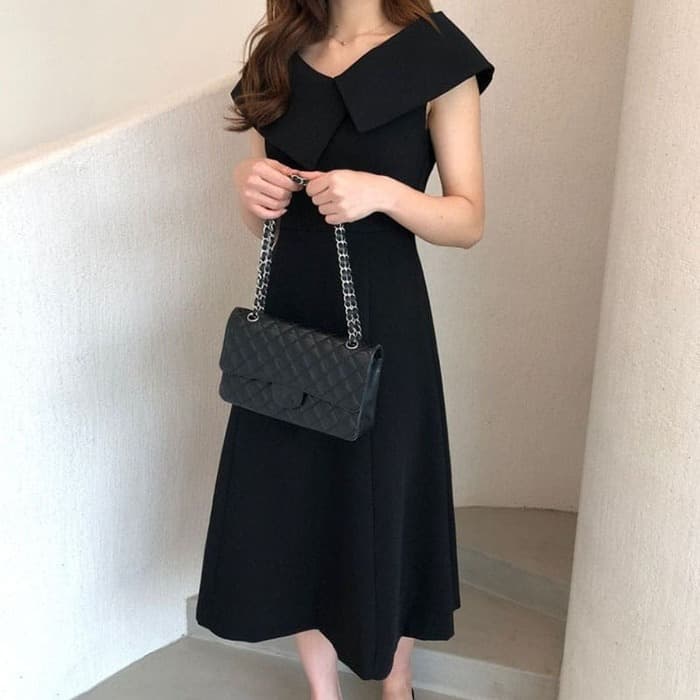 結婚式お呼ばれドレス服ビックカラーワンピースドレス