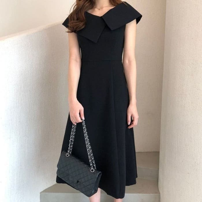 結婚式お呼ばれドレス服ビックカラーワンピースドレス
