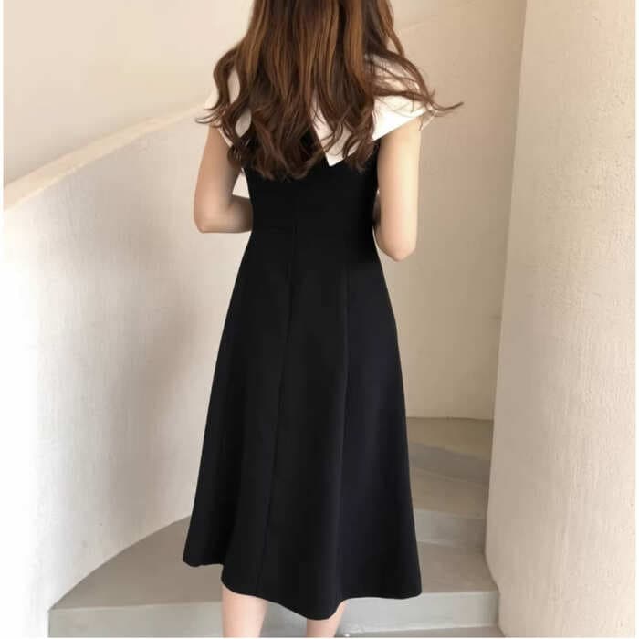 結婚式お呼ばれドレス服ビックカラーワンピースドレス