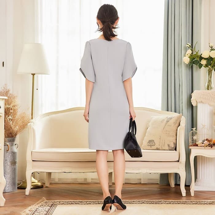 結婚式お呼ばれドレスペタルスリーブドレス