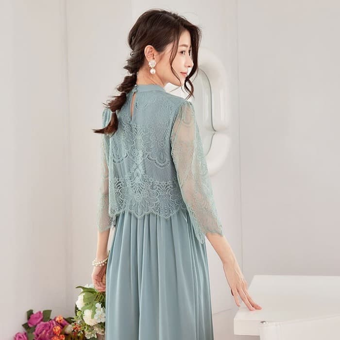 結婚式お呼ばれドレスレイヤード風ロングドレス