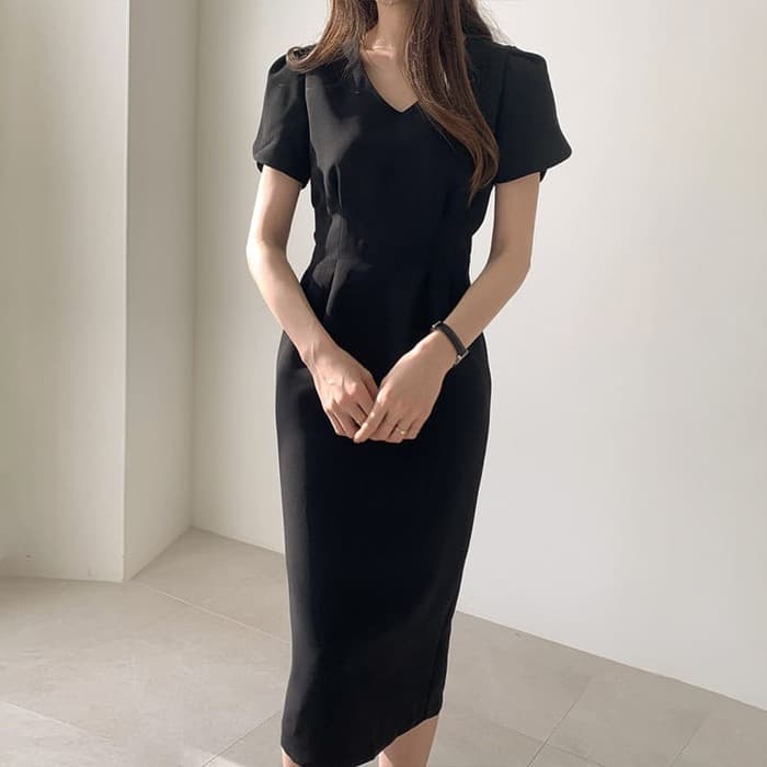 結婚式お呼ばれドレス服ウエストタックドレスワンピース