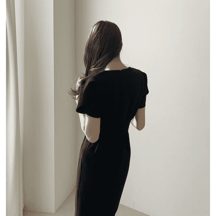 結婚式お呼ばれドレス服ウエストタックドレスワンピース
