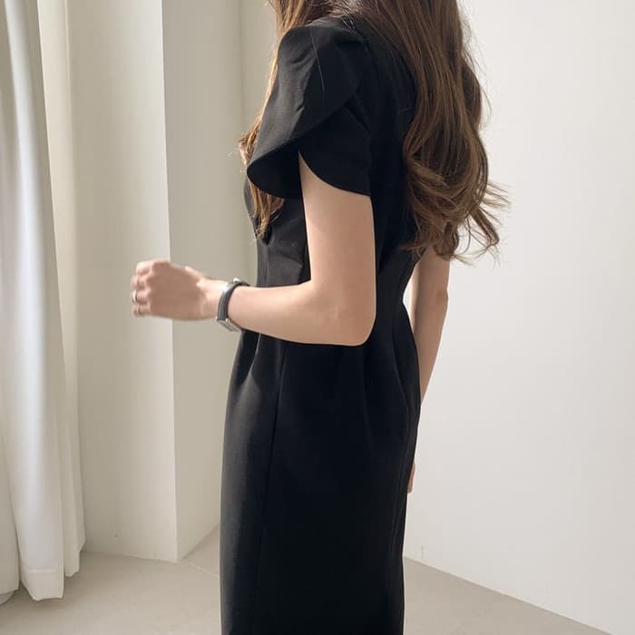 結婚式お呼ばれドレス服ウエストタックドレスワンピース