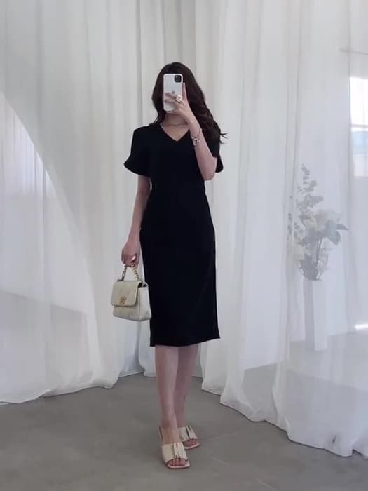 結婚式お呼ばれドレス服ウエストタックドレスワンピース