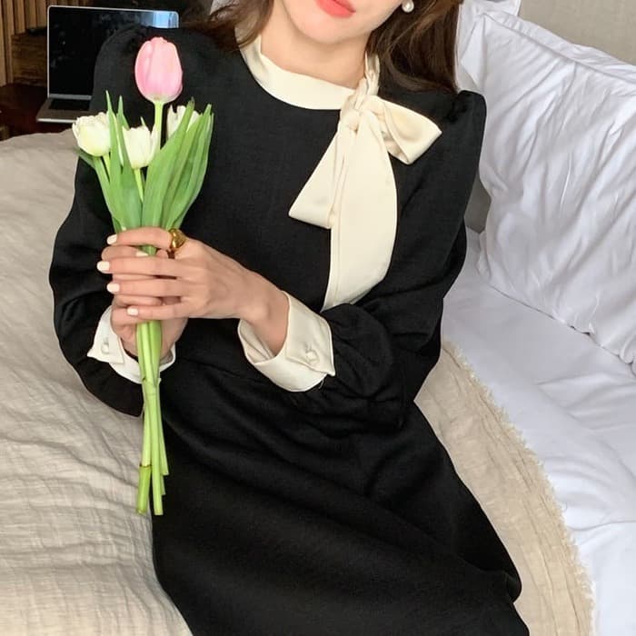 結婚式お呼ばれドレス服ドレス2wayボウタイドレス