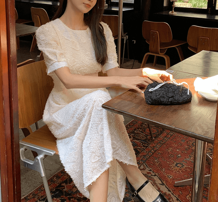 結婚式お呼ばれドレス服半袖花柄ドレスワンピース