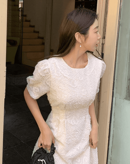 結婚式お呼ばれドレス服半袖花柄ドレスワンピース